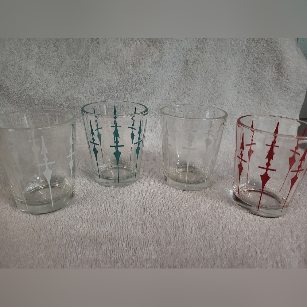 Vintage Atomic age low ball glasses set of 4
